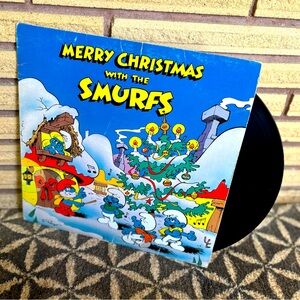 80's "Merry Christmas with the Smurfs" Record - Kids Holiday Album - Smurfs